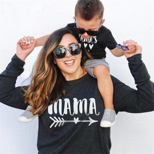 Spring Autumn Mommy and Me Shirts Mamas Girl Matching T-Shirts Mommy and Son Outfits Mother Daughter Shirts Gift for Newborn