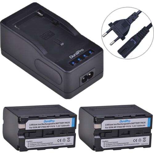 DuraPro 2x7200mAH NP-F960 NP-F970 Camera Batteries +LED Ultra Rapid Charger for Sony DCR-VX2100,DSR-PD150,PD170,FDR-AX1,HDR-AX20
