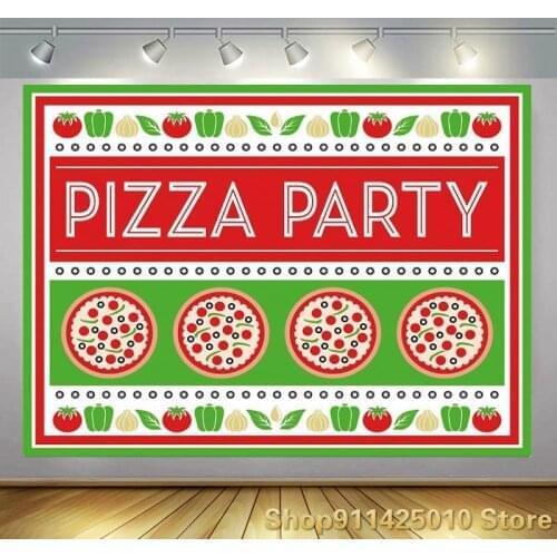 Delicious Pizza Party Vegetable Fruit Background Girl Happy Birthday Decoration Photography Studio 3D Digital Photo Backdrop