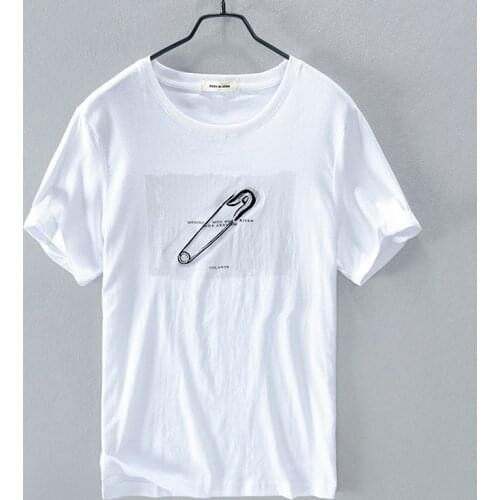 Suehaiwes style Italy brand men t shirt linen summer white t-shirt for men casual round neck t shirts male camiseta chemise