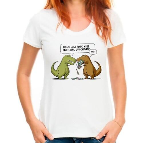 T-rex Dinosaur Eat The Last unicorn Funny tshirt women 2018 new white casual breathable t shirt femme no glue print t-shirt