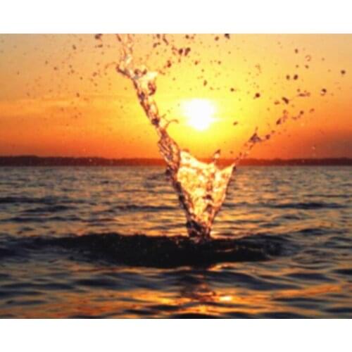 Painting By Numbers DIY Dropshipping 50x65 60x75cm Sunset with water drops Scenery Canvas Wedding Decoration Art picture Gift