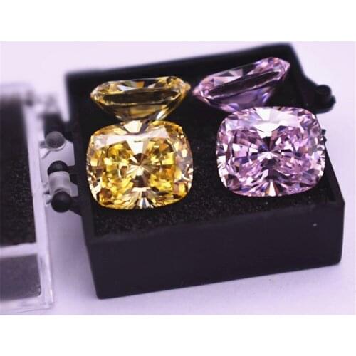 Grade AAA Light Pink or Light Yellow Cubic Zirconia Rectangle Faceted Gemstone Cushion Cut Cubic Zirconia GZ45