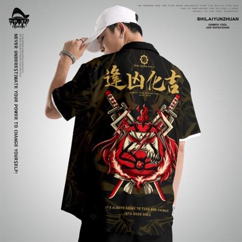 Summer Black Print Shirts for Men New Shirts Short Sleeve Shirts Men Loose Beach Clothing S-6XL