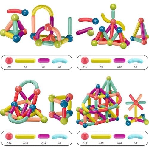 ABS Plastic Magnetic Building Blocks Kids Educational Construction Sticks Blocks Toys 3D Puzzle Set