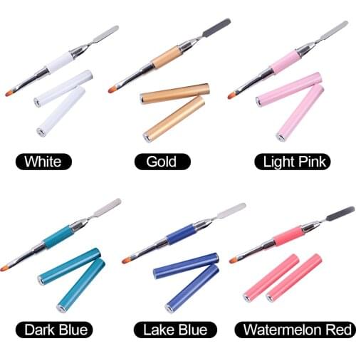 Manicure Tool Dual Ended Nail Art Acrylic UV Gel Extension Builder Flower Painting Pen Brush UV Gel Remover Spatula Tools