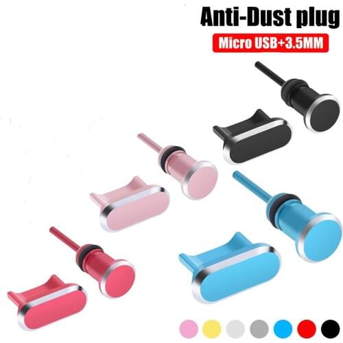 New 1Set Micro USB Charging Port 3.5mm Earphone jack Metal Dust Plug for Android Phone Universal Headset Stopper Earphone port