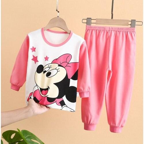 Toddler Girl Clothes Minnie Mouse Baby Clothing Long Sleeve Outfits Kids Clothes Pajamas Set Autumn Winter Long Trousers Suit