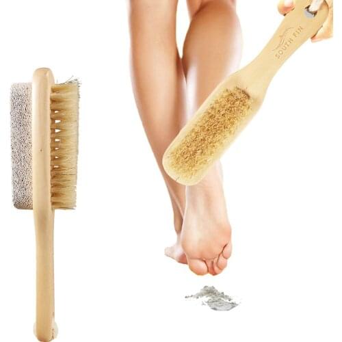 Portable Dual Side Natural Foot File Rasp Scrubber Exfoliator Dead Skin Calluses Corns Remover Cleaning Pedicure Care Brush
