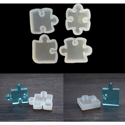 4pcs puzzle silicone mold diy candy, cake chocolate mold epoxy resin mold decoration accessories