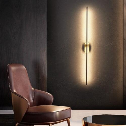 Modern simple linear tube LED wall lamp up down background opposite wall light LED bedside foyer corridor black gold LED sconce