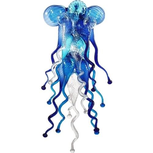 Modern Light Fixture Blue Color Hand Blown Glass Chandelier for Bar LED Home Lights Child Living Room Art Decor