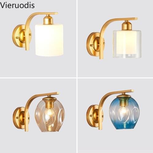 Nordic LED Wall Lamp Glass Lampshade E27 Sconce Wall Lights for Living Room Bedroom Lamp Home Decor Luminarias Indoor Lighting