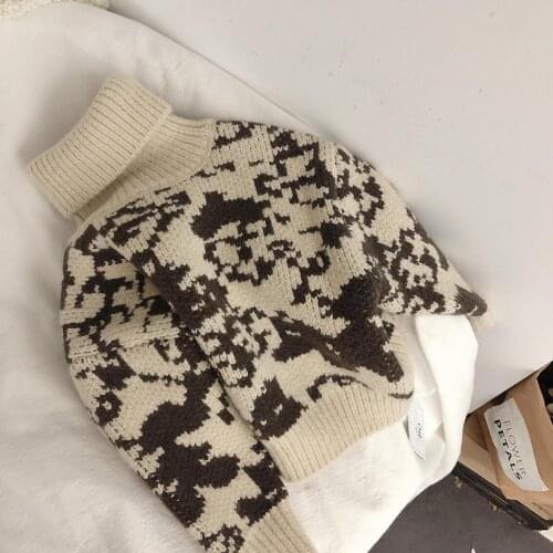 2021 new arrival girls boys printed knitted sweaters autumn winter fashion kids full sleeve pullover sweaters