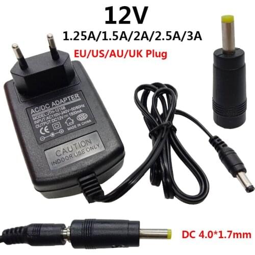 12 Volt 4.0*1.7mm ac/dc adaptor Universal AC DC Power Adapter Supply 12V 1.25A 1.5A 2A 2.5A 3A for LED light strips Converter