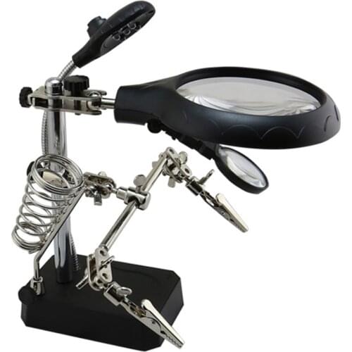 Magnifying Glass With Auxiliary Clip 2.5-7.5 Times Magnification With LED Lamp BST-16129C Suitable For IC Welding Maintenance