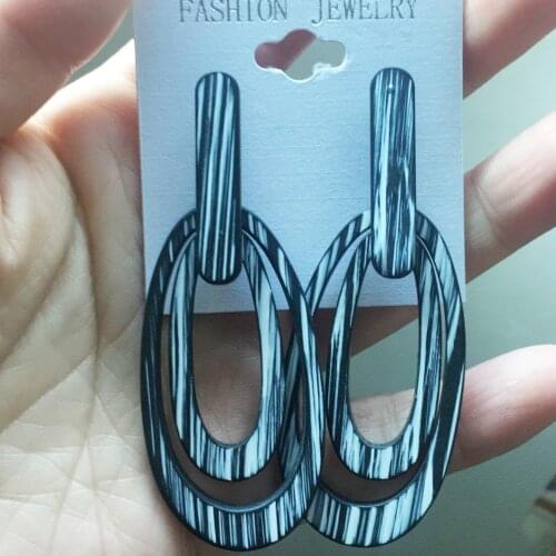 Vintage big earrings Drop Acrylic Earrings Women Imitation wood earrin Jewelry