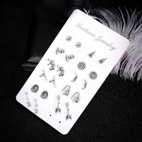 11Pcs Women Arrow Moon Elephant Ear Stud Earrings Vintage Party Jewelry Stud Earring
