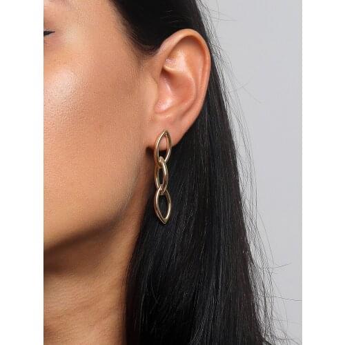 LUNA CHIAO Fashion Jewelry Marquise Shape Chains Links Drop Earrings for Women