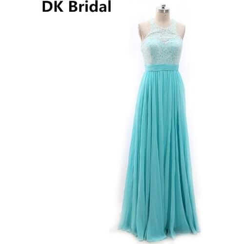 Formal Sexy Lace Long Evening Dresses 2019 New Arrival Halter Blue Sky Backless Evening Gown Robe De Soiree Vestido De Festa