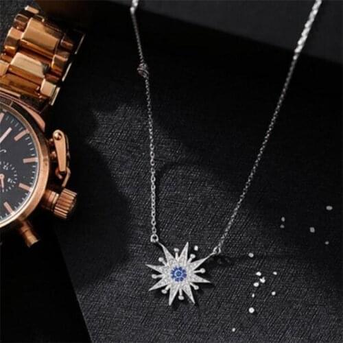 Season Gate 925 Sterling Silver Chain Sun Flower Personality Fashion Necklace for women SN029