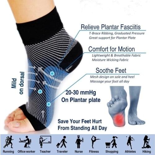 1 pair New Women Men Elastic Comfort Anti Fatigue Compression Relieve Swell Ankle Sock Foot Socks