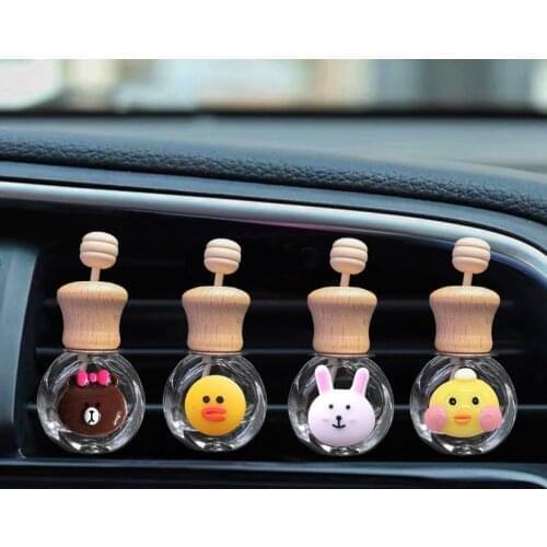 100pcs Car Clear Glass Pendant Essential Oils Car Bottle Glass Bottle Carton Animal Car Ornament Empty Air Freshener Bottle