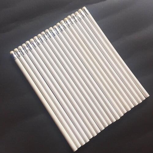 100pcs Wooden Pencils HB White Pencil For School Items Supplies Kids Pencils With Erasers Cute Stationery Art Drawing Wholesale