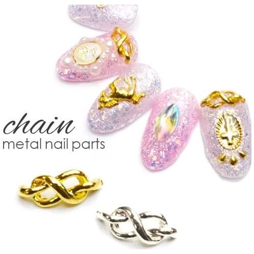 50pcs/pack Japan Korea Nail Art Alloy Gold Silver Chain Metal Jewellry Accessories Collection for Women Nail DIY