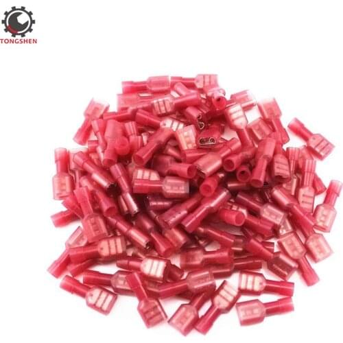 60pcs Red 22-16 Gauge Electrica Nylon Fully Insulated Female Quick Disconnect Quick Splice Wire Spade Crimp Connectors Terminal