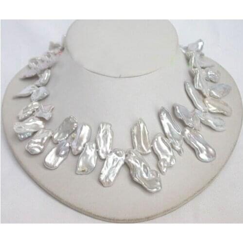 AAA 33mm baroque white REBORN KESHI pearls necklace