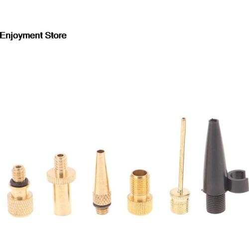 Bicycle Valve Adaptors For Road & MTB Bike Tire Pump Copper Inflator Pump Nozzle Kit Presta Schrader Valve Adapter Tube