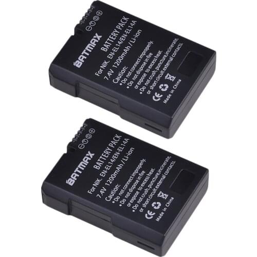 2Pcs 1200mAh EN-EL14a EN EL14a EN-EL14 EN EL14 Battery for Nikon D5300 D5200 D5100 D3300 D3200 D3100 P7100 P7700 P7800 P7000 DF