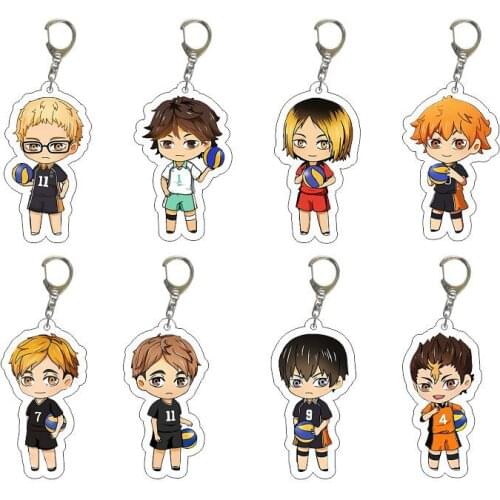 Anime Volleyball Boy Keychain Cartoon Haikyuu Kageyama Hinata Kenma Kozume Acrylic Figure Keychain Decor Bag Pendant Collection