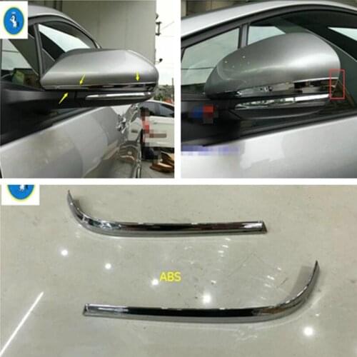 Yimaautotrims Auto Accessory Side Door Rearview Mirror Overlay Strip Cover Trim 2 Piece Fit For Toyota Prius Prime PHV 2017 2018