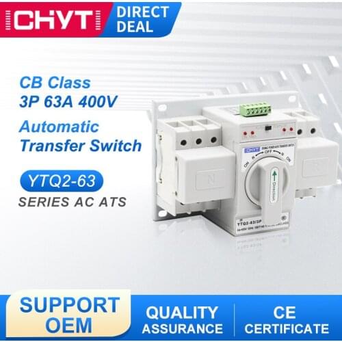 3P 63A 380V 400V MCB Type Dual Power Automatic Transfer Switch CB Class ATS Change Over Switch ICHYTI