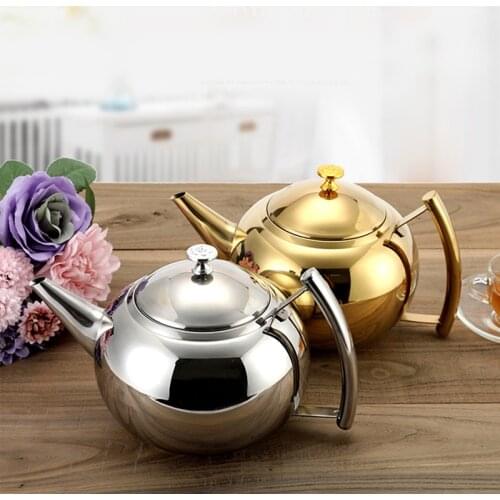 304 Stainless Steel Teapot With Filter Home Coffee Tea Boil Water Kettle Induction Cooker Gold Silver Long Mouth Water Pot Jug