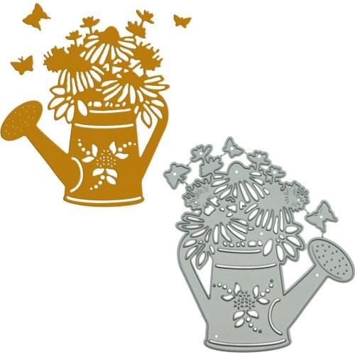 Flower In Watering Can Pattern Metal Cutting Dies Scrapbooking Paper Cutter Mold For Scrapbook Album Clipart Decorating Craft
