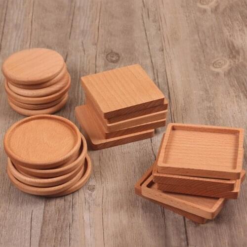 Wood Coasters Placemats Round Heat Resistant Drink Mat Table Tea Coffee Cup Pad Non-slip cup mat insulation pad # #7