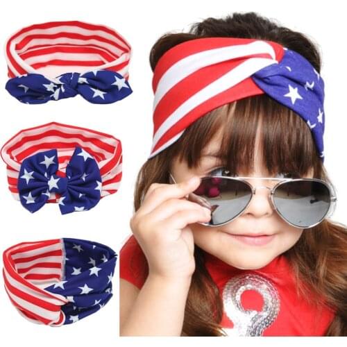 Us National Day Baby Accessories Childrens Hair Accessories Rabbit Ears Bow Hair Band Foreign Trade New Fashion Jewelry Womens