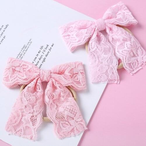 Baby Bows Headband Nylon Girls Lace Hair Accessories Jacquard Infant Soft Hairbands Spring Summer Headbands Newborn Photo Props