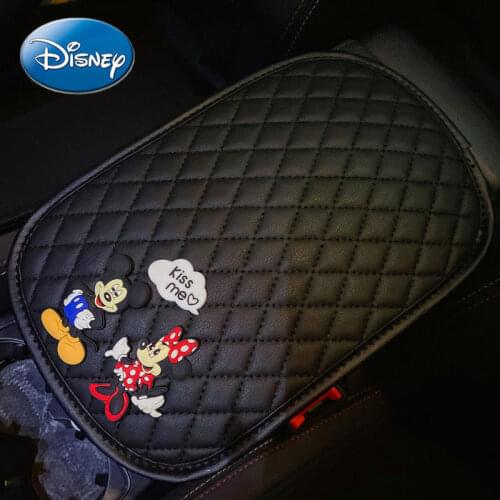 Disney Mickey Mouse Minnie Cute Car Central Armrest Box Mat Creative Cartoon Decorative Protective Cover Unisex