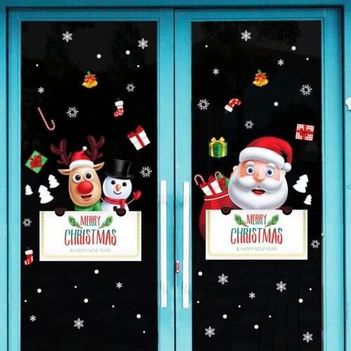 DIY Santa Wall Stickers Shop Window Glass Decor Merry Christmas Decorations For Home Festival Vinyl Mural Decals