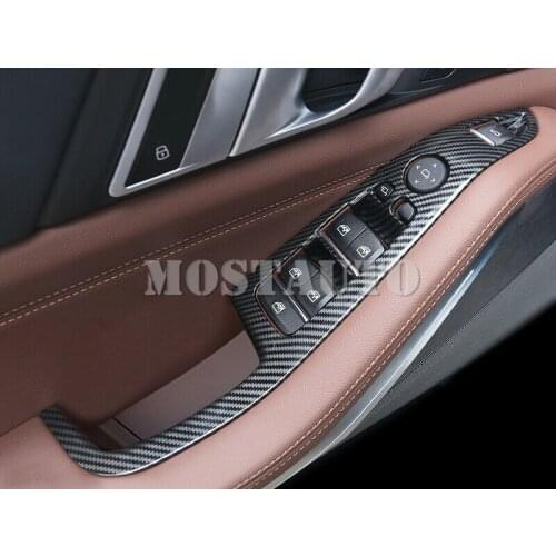 For BMW X5 G05 2019-2021 ABS Carbon Fiber Car Accessory Side Lift Window Button Cover Trim 4pcs Car Accessories Interior