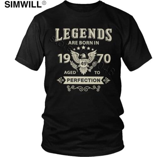 Vintage Legends Are Born In 1970 T Shirt Men Short Sleeved Cotton Tee Age To Perfection Tshirt 50 Years Birthday Gift T-shirt