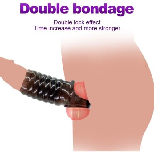 Flexible Penis Extension Sleeve Reusable Cock Ring Realistic Condom Male Dildo Enlargement Adult Couples Sex Toys For Men