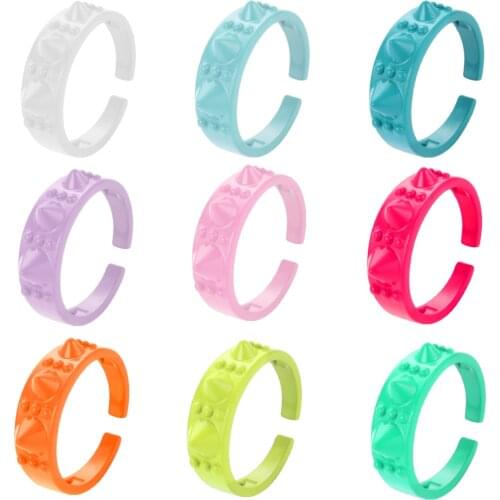 INS 7MM Punk Ring Candy Color Copper Drop Oil Texture Rings Retro Irregular Geometric Open Ring for Women Party Accessories