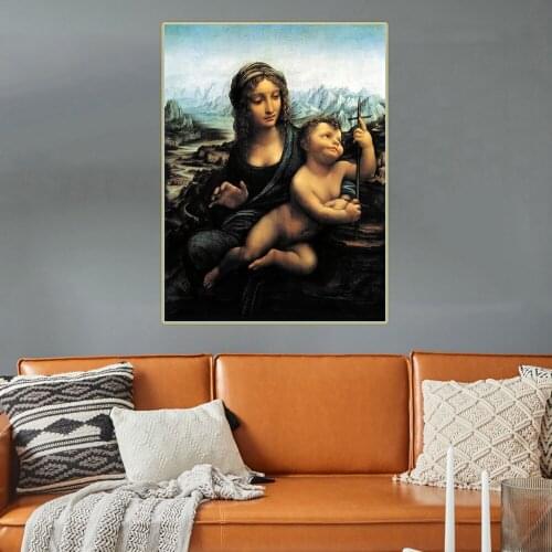 Citon Leonardo da Vinci《Madonna of the Yarnwinder》Canvas Art Oil Painting Artwork Poster Picture Wall Decor Home Decoration