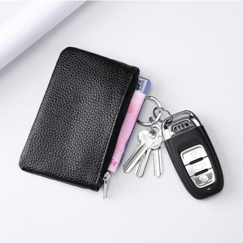 Mini Zipper Coin Purse Women Cow Leather Short Key Wallet Soft Purses Gift Money Bag Pocket Small Card Holder Wallet