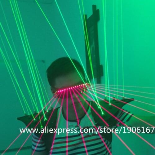 Fashion Luminous Green Laserman Vest Waistcoat With 20pcs 532nm Lasers And Red Laser Glasses Laser Man Show Costume